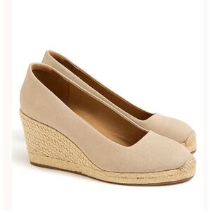 J.CREW Women's Canvas Espadrille‎ Wedges Size 9.5  Tan - NEW